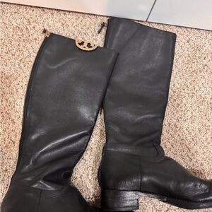 Tory Burch Black Leather Over the Knee Boots